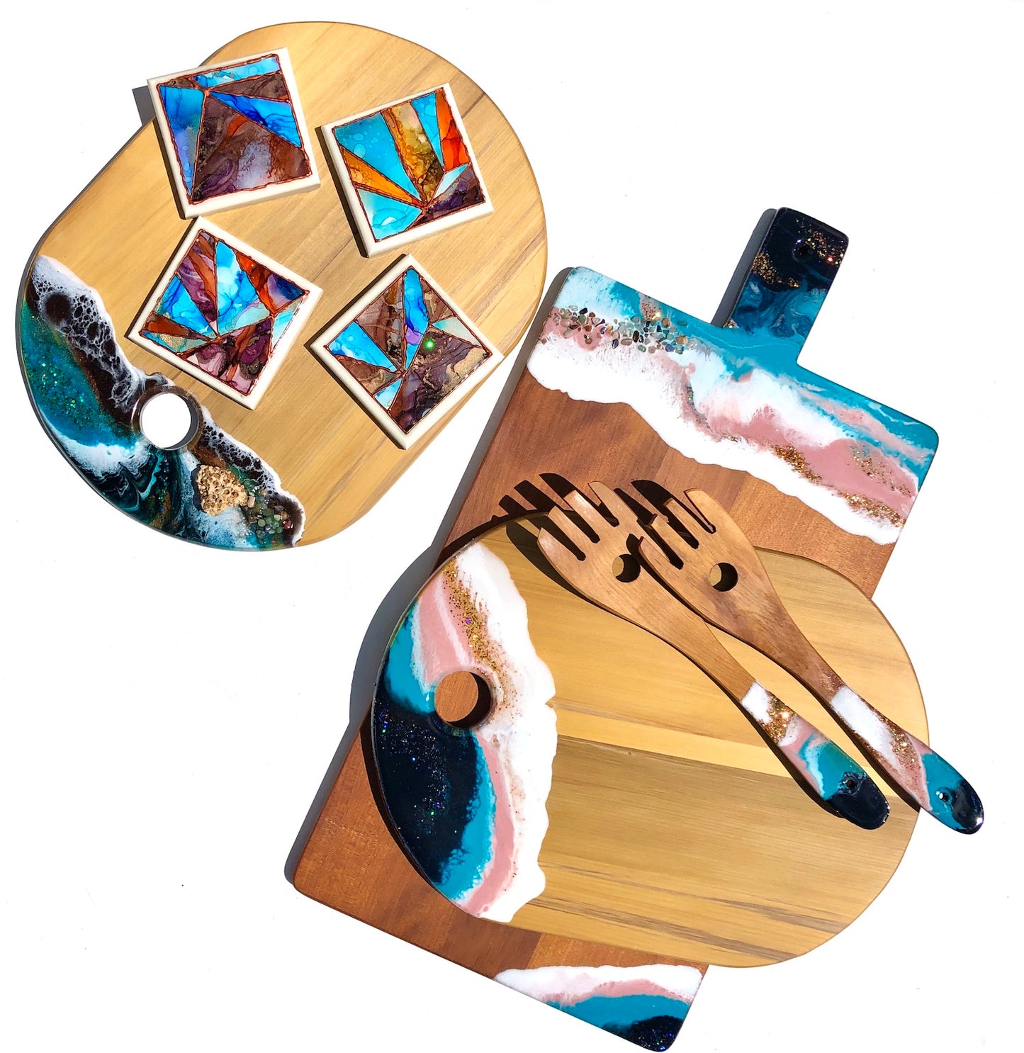 'Onetangi Beach' - Cheeseboard - Leda Daniel Art Studio
